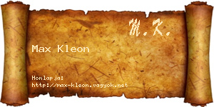 Max Kleon névjegykártya